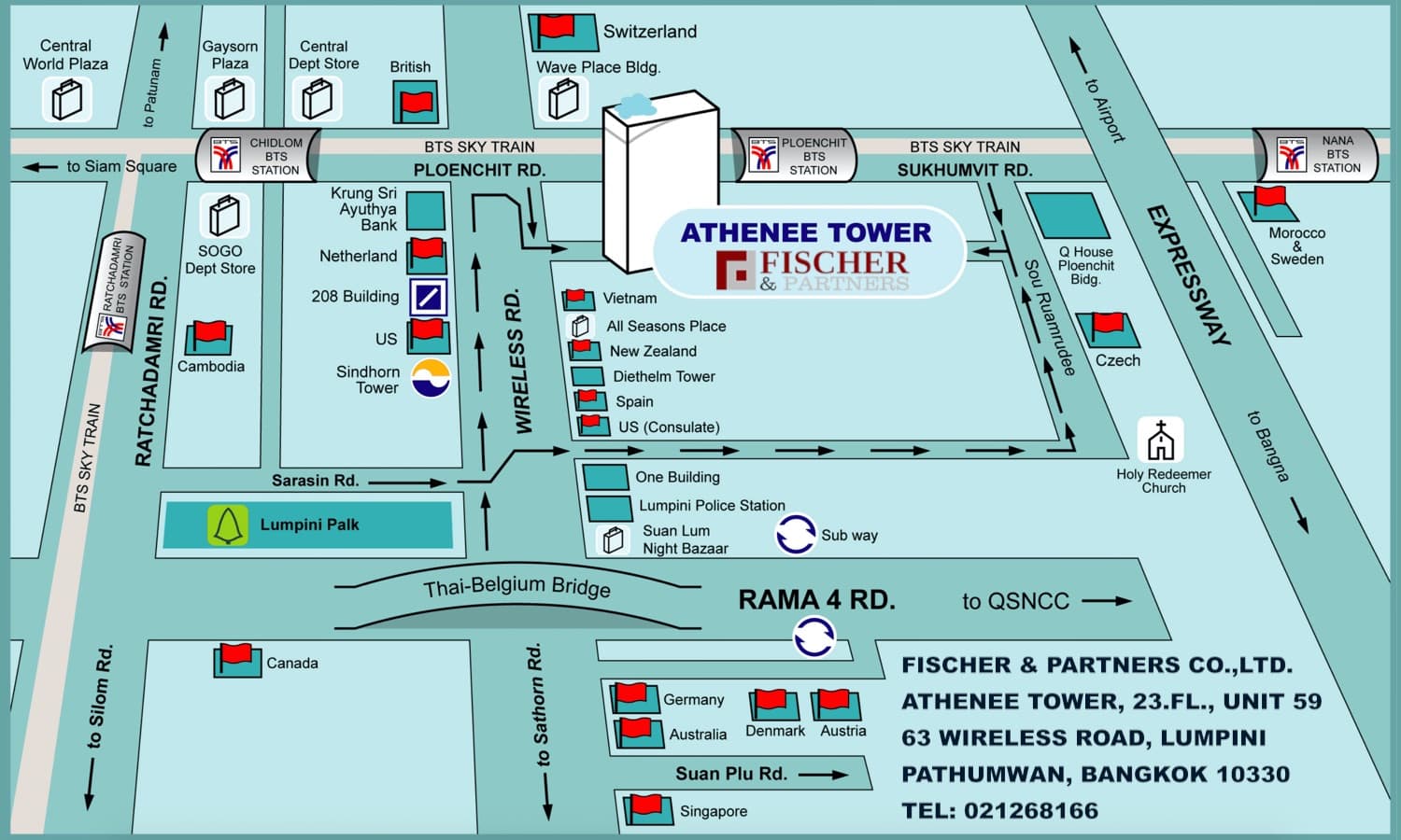 Athenee Tower  | Map of Fischer & Partners Executive Recruitment Thailand